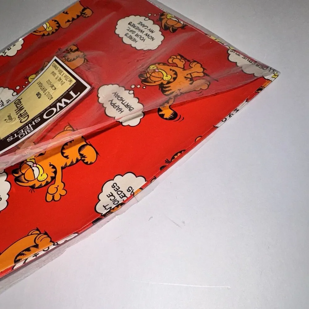 Vintage Garfield Birthday Gift Wrap Sealed 1978 Jim Davis Gibson Paper